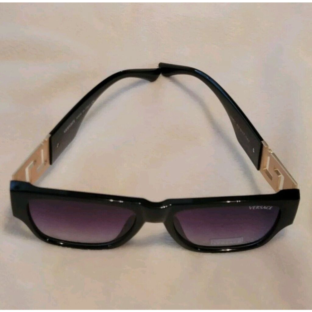 Mens Versache Sunglasses 9901 62•17-141. Thick Black Frame. Gold Accent. New.